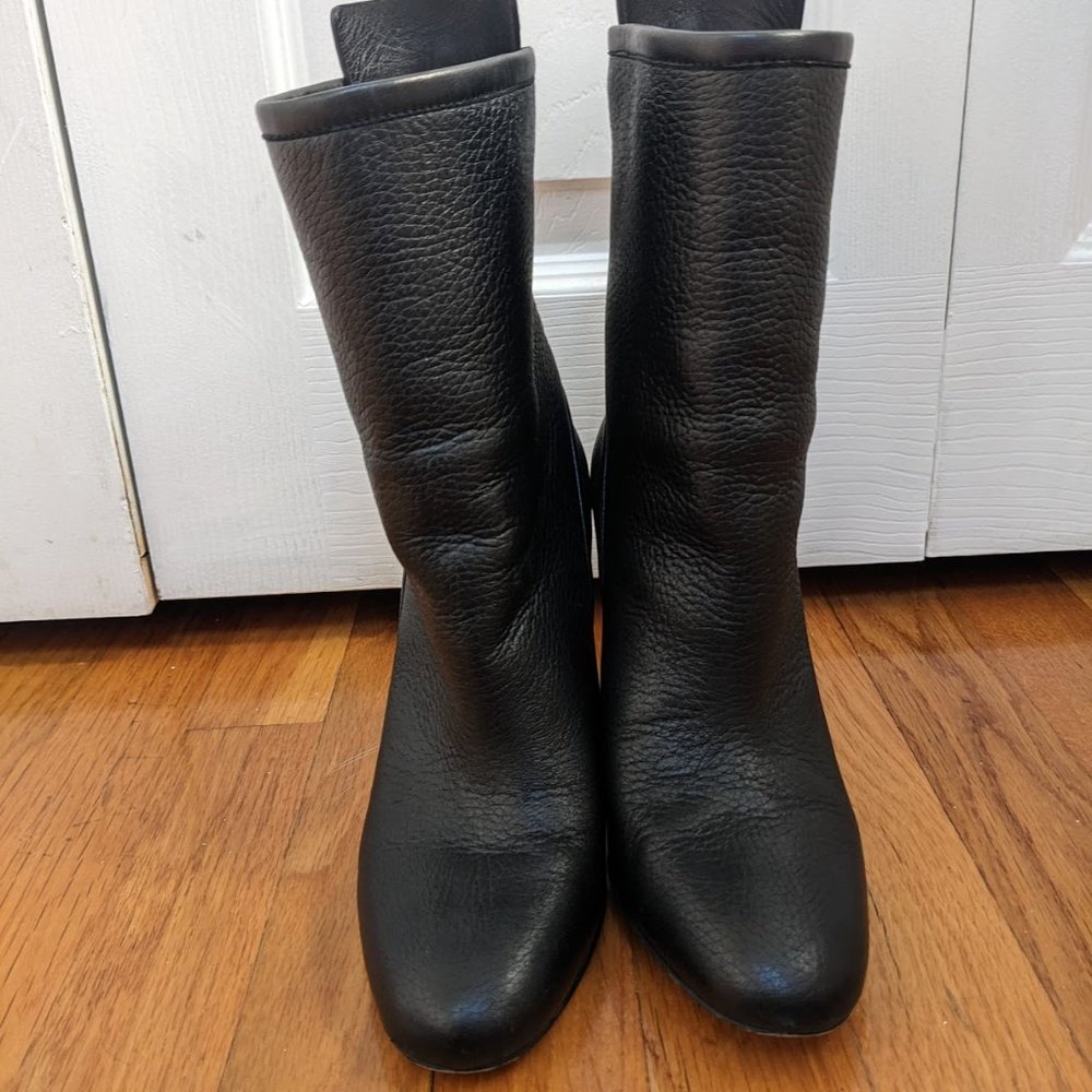 Stuart Weitzman Brooks High Heel Black Leather Booties (Size 6) - Picture 4 of 12
